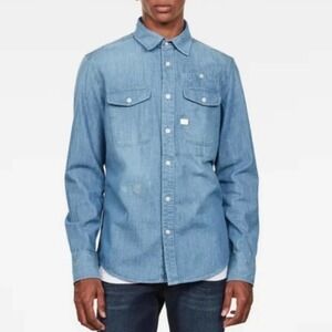 G-Star Raw Blue Button Shirt Size Small New